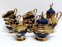 Чайный сервиз, 9 предметов, ручная работа, керамика, СССР (сост. на фото)