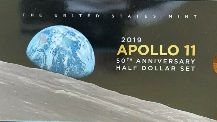 (2019s, 50 ц. + 50 ц. с Кеннеди) Набор США 2019 год  50 лет полёта Аполлона-11  PROOF