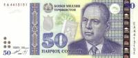 (1999) Банкнота Таджикистан 2018 год 50 сомони "Бободжон Гафуров"   UNC