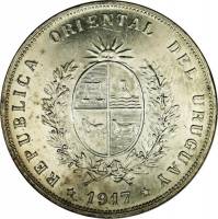 (№1916km22) Монета Уругвай 1916 год 50 Centeacute;simos