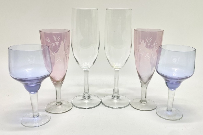 Бокалы цветное стекло хрусталь 6шт