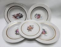 Тарелки суповые и десертная 5 штук Красный фарфорист