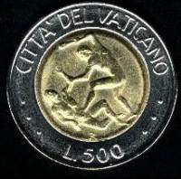 () Монета Ватикан 1995 год 500  ""   Биметалл  UNC