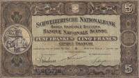 (№1921P-11e.3) Банкнота Швейцария 1921 год "5 Franken/Francs/Franchi" (Подписи: Hirter  Schnyder  Bo