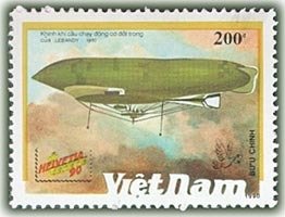(1990-126) Марка Вьетнам &quot;Дирижабль Лебоди Гуллиот&quot;    Дирижабли III O