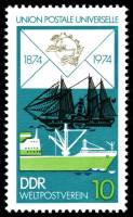 (1974-081) Марка Германия (ГДР) "Корабли"    UPU 100 лет III Θ