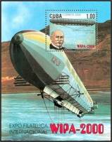 (№159) Блок марок Куба 2000 год "Фердинанд фон Цеппелин", Негашеный