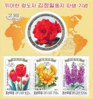 (№2008-685) Блок марок Корея Северная 2008 год "66-й день рождения Ким Чен Ира", Гашеный