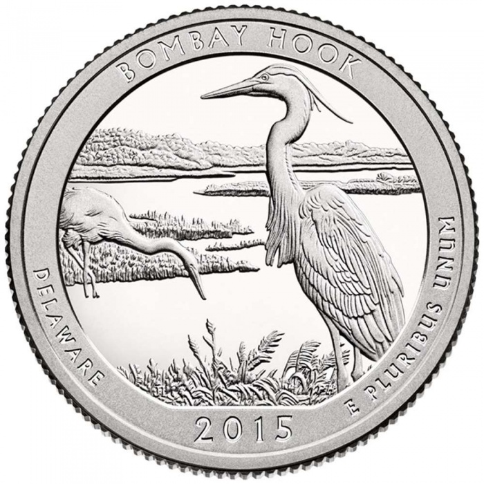 029d Монета США 2015 год 25 центов Бомбай-Хук  Медь-Никель  UNC