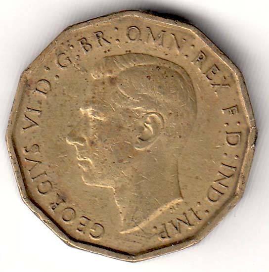(1941) Монета Великобритания 1941 год 3 пенса &quot;Георг VI&quot;  Латунь  VF