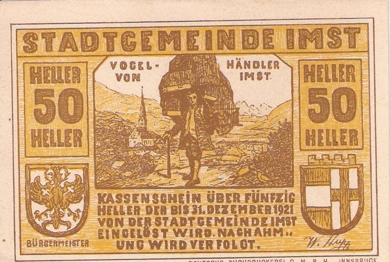 (№1921) Банкнота Австрия 1921 год &quot;50 Heller&quot;