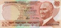 (,) Банкнота Турция 1966 год 20 лир "Мустафа Кемаль Ататюрк"   UNC