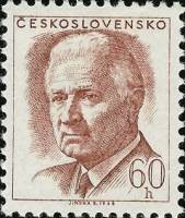 (1968-027) Марка Чехословакия "Л. Свобода (Коричневая)"    Президент Людвиг Свобода (Стандартный вып
