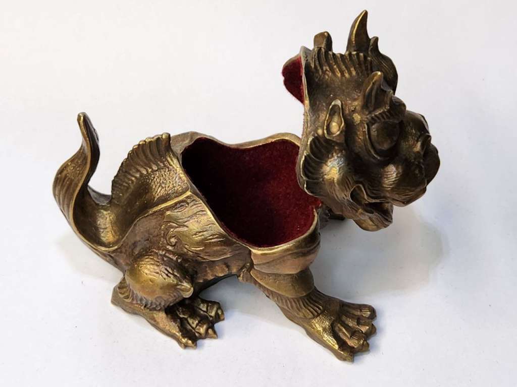 Статуэтка шкатулка Дракон бронза 8,5х11х9 см