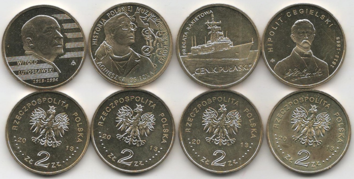 (250 251 255 256 4 монеты по 2 злотых) Набор монет Польша 2013 год   UNC