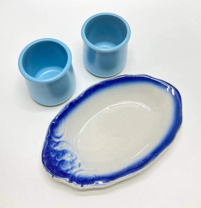 Блюдо + 2 бокала, керамика