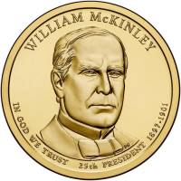 (25s) Монета США 2013 год 1 доллар "Уильям Мак-Кинли" 2013 год Латунь  PROOF
