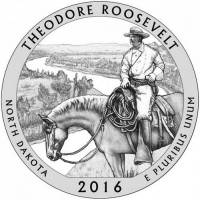 034s, Ag Монета США 2016 год 25 центов Теодор Рузвельт  Серебро Ag 900  PROOF