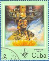 (1985-021) Марка Куба "Знахарь"    Выставка почтовых марок, Гавана III Θ