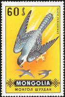 (1970-026) Марка Монголия "Сапсан"    Хищные птицы III O