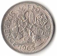 (1965) Монета Великобритания 1965 год 6 пенсов "Елизавета II"  Медь-Никель  XF