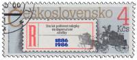 (1986-027) Марка Чехословакия "Регистрационная этикетка"    100 лет доставки почты для зарегистриров