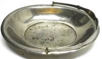 Блюдо на ножках с ручкой, серебрение, "Геннигер", клеймо 1869 г. (сост. на фото)
