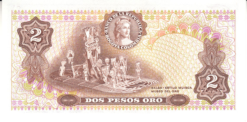 (,) Банкнота Колумбия 1976 год 2 песо &quot;Поликарпа Салавариета Риос&quot;   UNC