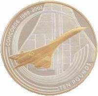 (№2003km36) Монета Олдерни 2003 год 10 Pounds (Последний полет Конкорда)
