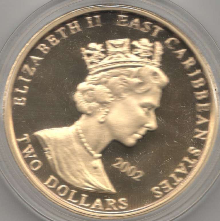 (2002) Монета Восточно-Карибские штаты 2002 год 2 доллара &quot;Герцог Веллингтон&quot;  Позолота Медь-Никель 