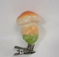 Ёлочная игрушка на прищепке "Гриб", стекло, 6 см., СССР (сост. на фото)