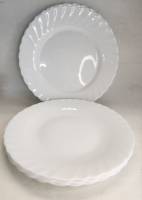 Тарелки 6 шт стеклокерамика белые рифленый край диаметр 25 и 27 см