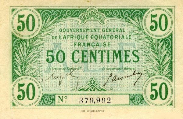 (№1917P-1a) Банкнота Экваториальная Африка 1917 год &quot;50 Centimes&quot;