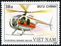 (1989-030) Марка Вьетнам "Кавасаки Хьюз 369 HS"    Вертолёты III Θ