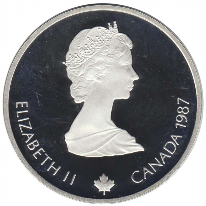 (1987) Монета Канада 1987 год 20 долларов &quot;XV Зимняя олимпиада Калгари 1988 Прыжки с трамплина&quot;   PR