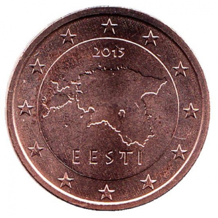 2015 Монета Эстония 2015 год 2 евроцента  Сталь, покрытая медью  UNC