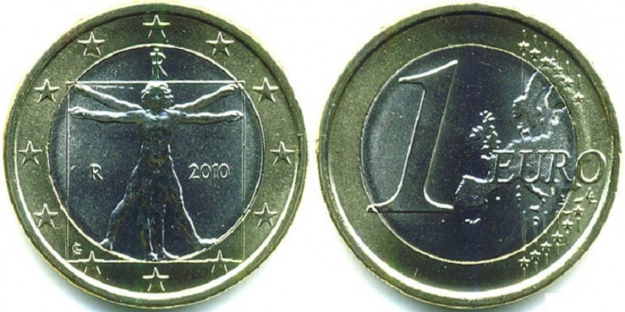 (2010) Монета Италия 2010 год 1 евро  2. Новая карта ЕС Биметалл  UNC