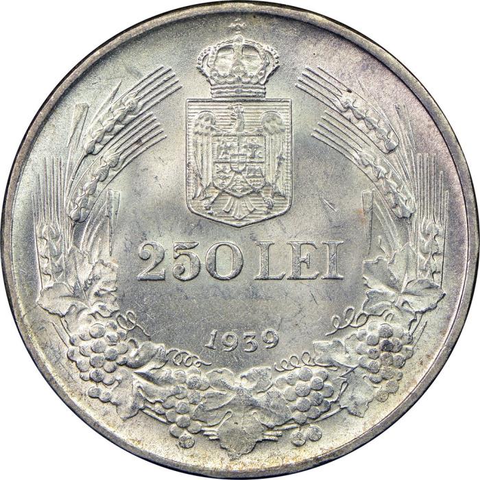 (№1939km57) Монета Румыния 1939 год 250 Lei