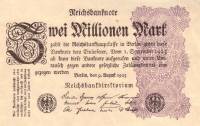 (1923) Банкнота Германия 1923 год 2 000 000 марок "Вод знак Звёзды" 5-й выпуск, с виньеткой  XF