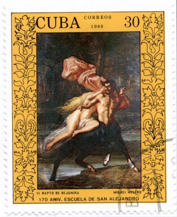 (1988-006) Марка Куба &quot;Похищение Деджаниры&quot;    Музей в Гаване II Θ