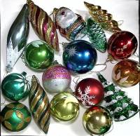 Набор елочных игрушек 15 шт, стекло, СССР (сост. отличное)