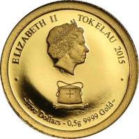 () Монета Токелау 2015 год 5 доллара ""  Биметалл (Платина - Золото)  UNC