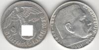 1938J Монета Германия 2 марки Пауль Гинденбург Серебро Ag 900  XF