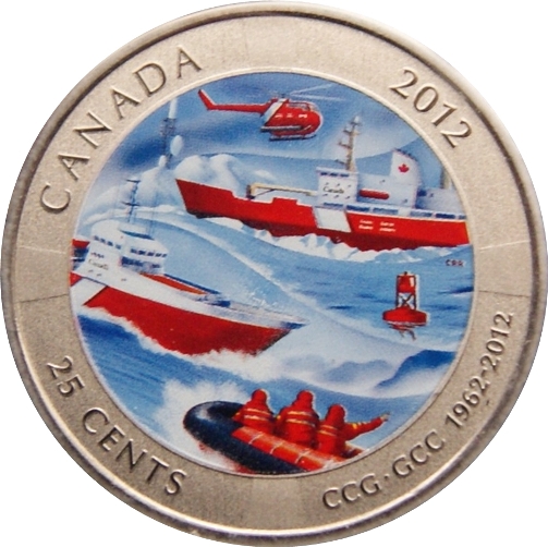 (2012) Монета Канада 2012 год 25 центов &quot;50 лет Канадской береговой охране&quot;  Медь-Никель  PROOF