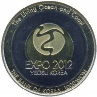 () Монета Южная Корея 2012 год 1000 вон ""  Триметалл  PROOF