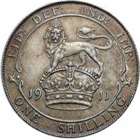 (1911) Монета Великобритания 1911 год 1 шиллинг "Георг V"  Серебро Ag 925  UNC