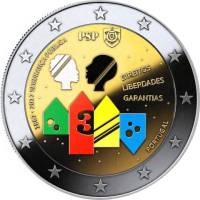 (018) Монета Португалия 2017 год 2 евро "Полиция. 150 лет"  Биметалл  COLOR