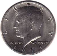 (1971) Монета США 1971 год 50 центов  3. Основной тип Кеннеди Медь-Никель  UNC