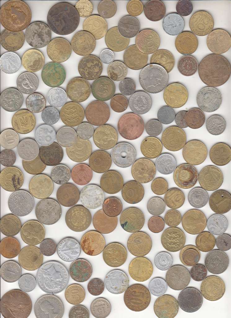 Набор разных монет, 166 шт., (сост., годы, страны и номиналы на фото)
