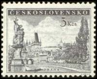 (1953-043a) Марка Чехословакия "Карлов мост (Тёмно-серая)" ,  III Θ